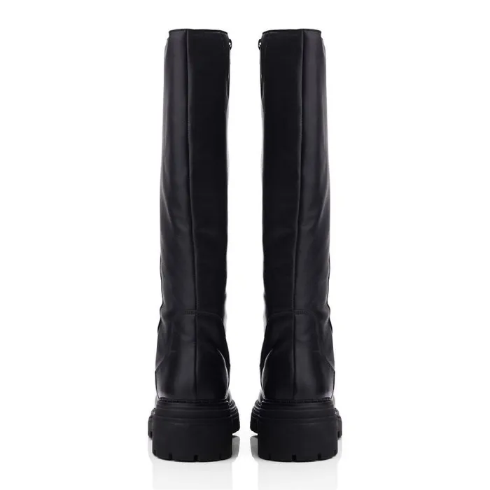 Women Moda In Pelle Riding And Flat Boots Gracelynne Black Leather