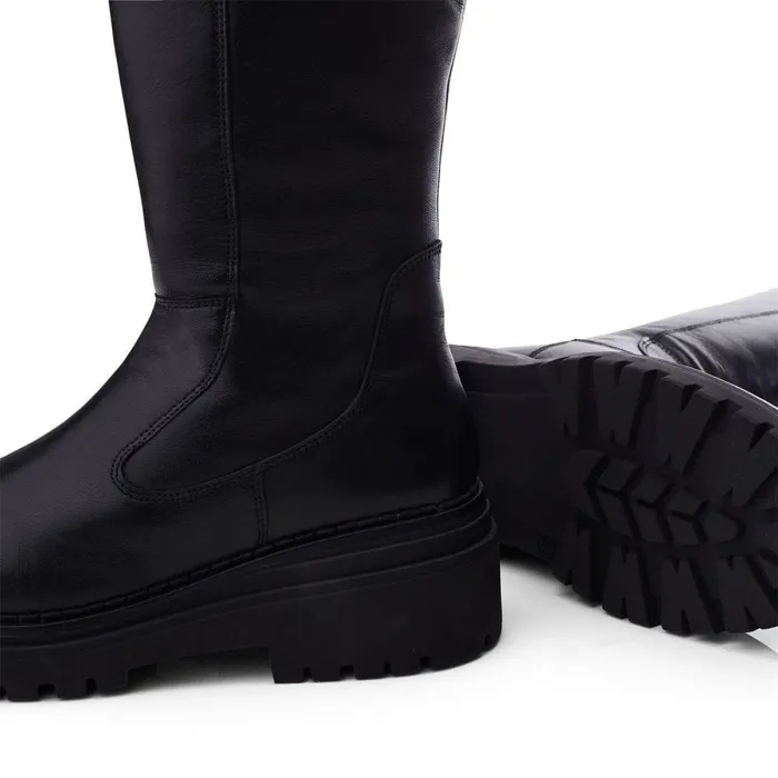 Women Moda In Pelle Riding And Flat Boots Gracelynne Black Leather