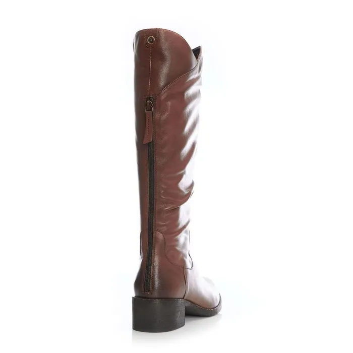 Women Moda In Pelle Riding And Flat Boots Luche Tan Leather