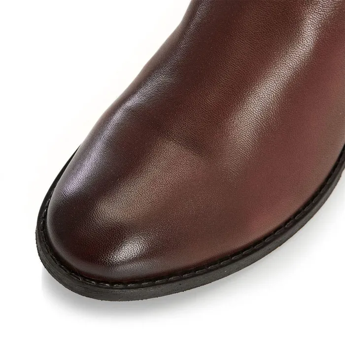 Women Moda In Pelle Riding And Flat Boots Luche Tan Leather