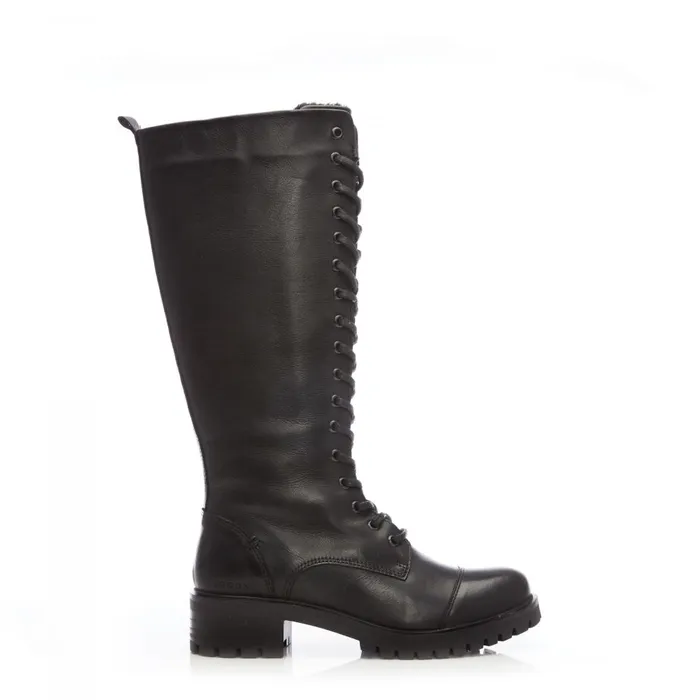 Women Moda In Pelle Riding And Flat Boots Shoon Sh Irrona Black Leather