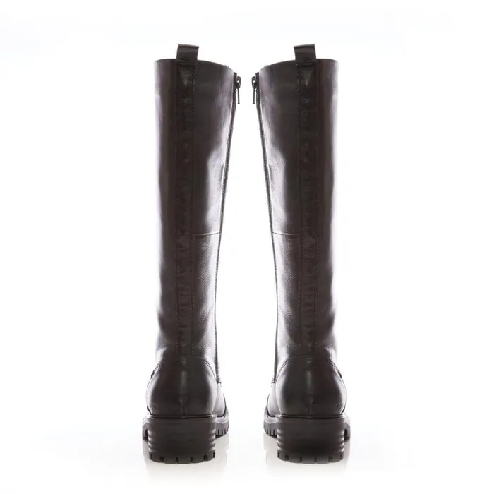 Women Moda In Pelle Riding And Flat Boots Shoon Sh Irrona Black Leather