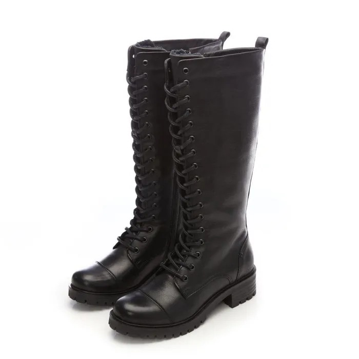 Women Moda In Pelle Riding And Flat Boots Shoon Sh Irrona Black Leather