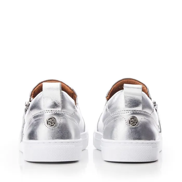 Women Moda In Pelle SlipOn Trainers Bradly Silver Leather