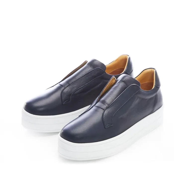Women Moda In Pelle SlipOn Trainers Bsoleful BBath Navy Leather