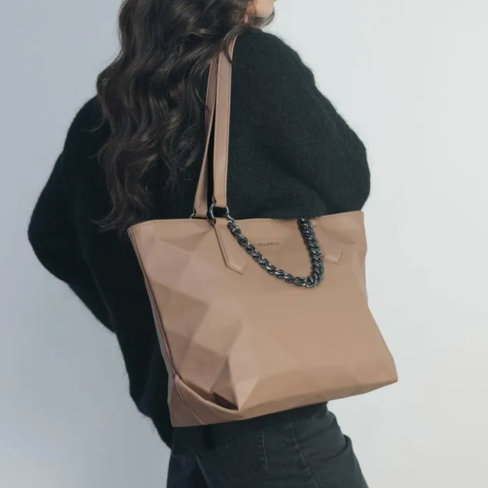 Women Moda In Pelle Tote Bags Berklie Bag Taupe Porvair