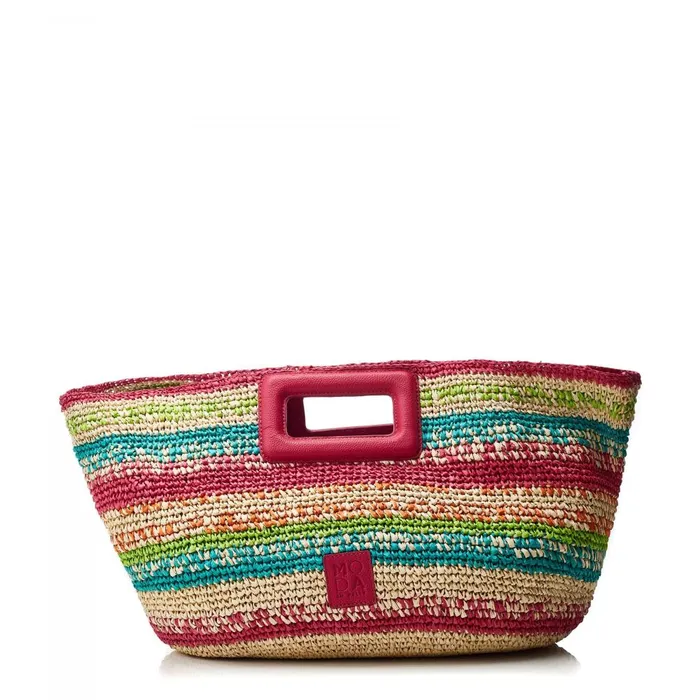 Women Moda In Pelle Tote Bags Sorrento Bag Raspberry Raffia