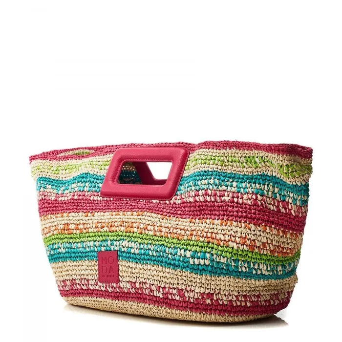Women Moda In Pelle Tote Bags Sorrento Bag Raspberry Raffia