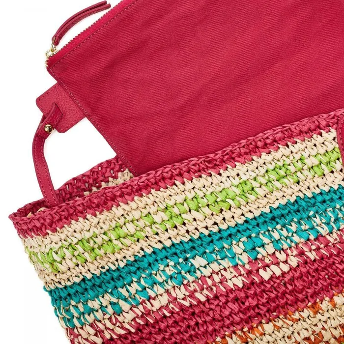Women Moda In Pelle Tote Bags Sorrento Bag Raspberry Raffia