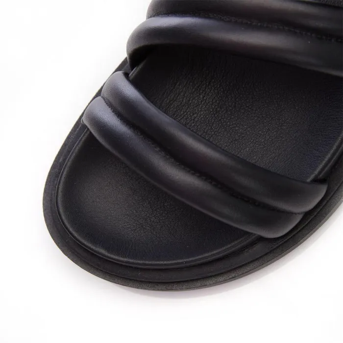 Women Moda In Pelle Wedge Sandals Oletta Black Leather