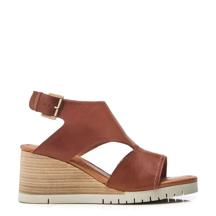 Women Moda In Pelle Wedge Sandals Peyten Tan Leather