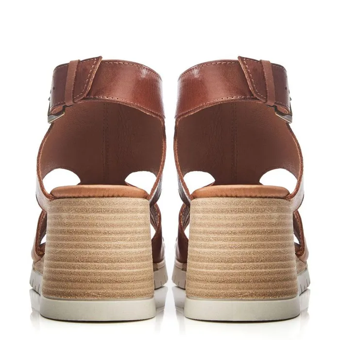 Women Moda In Pelle Wedge Sandals Peyten Tan Leather