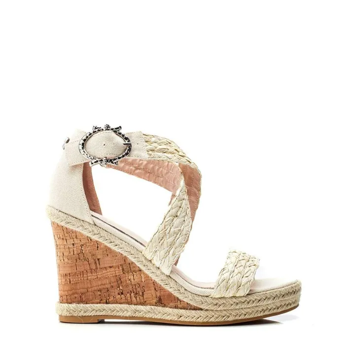Women Moda In Pelle Wedge Sandals Pursuit Natural Textile