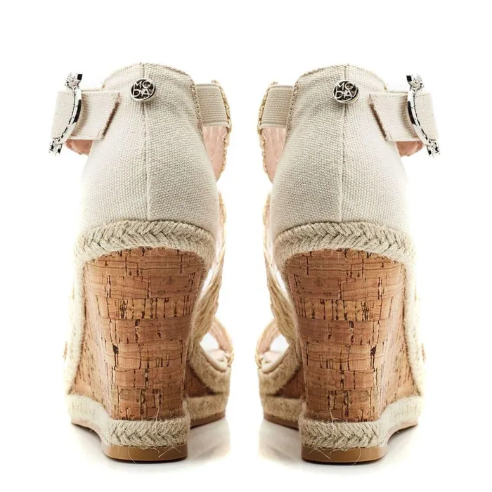 Women Moda In Pelle Wedge Sandals Pursuit Natural Textile