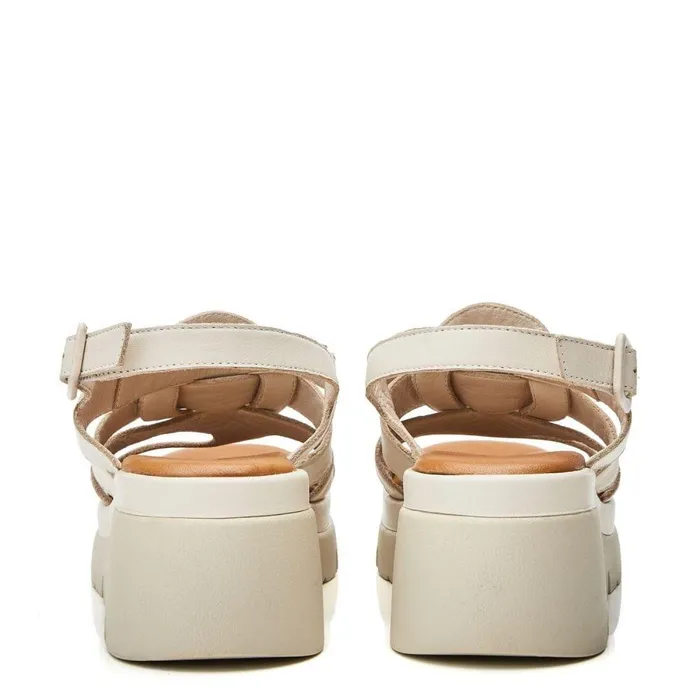 Women Moda In Pelle Wedge Sandals Shoon Sh Strake Off White Leather