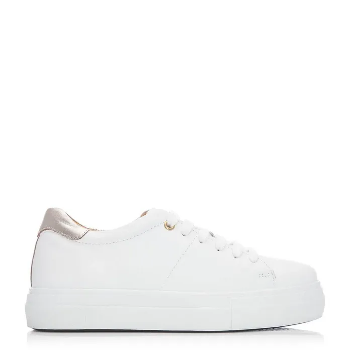 Women Moda In Pelle White Trainers Bsoleful BNoho WhiteGold Leather