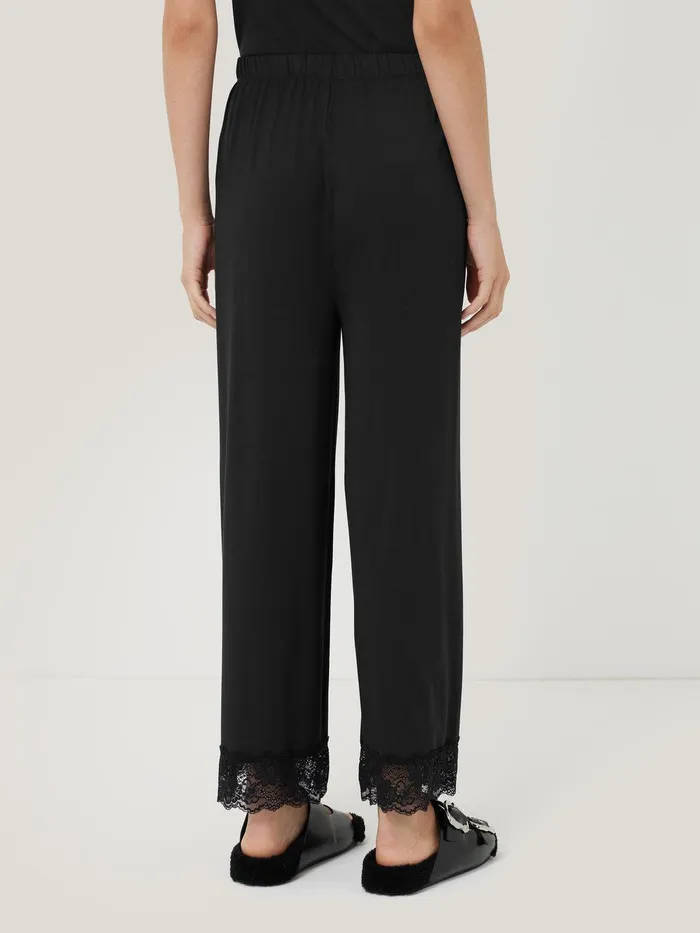 Women Modal Lace Pyjama Trouser Black Jigsaw Pyjamas and Loungewear