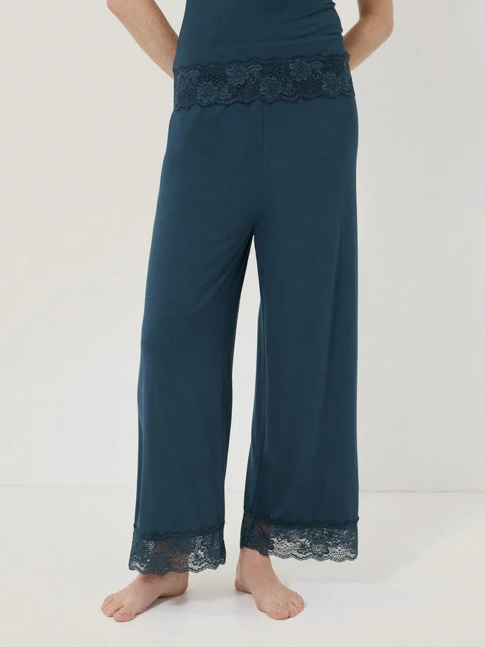 Women Modal Lace Pyjama Trouser Grey Jigsaw Pyjamas and Loungewear