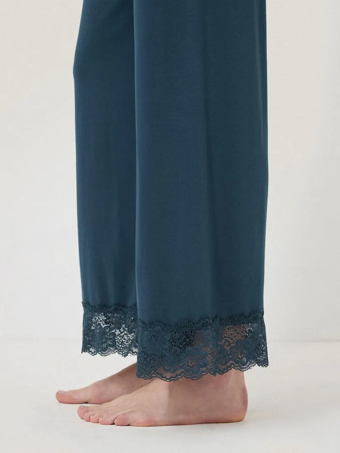 Women Modal Lace Pyjama Trouser Grey Jigsaw Pyjamas and Loungewear