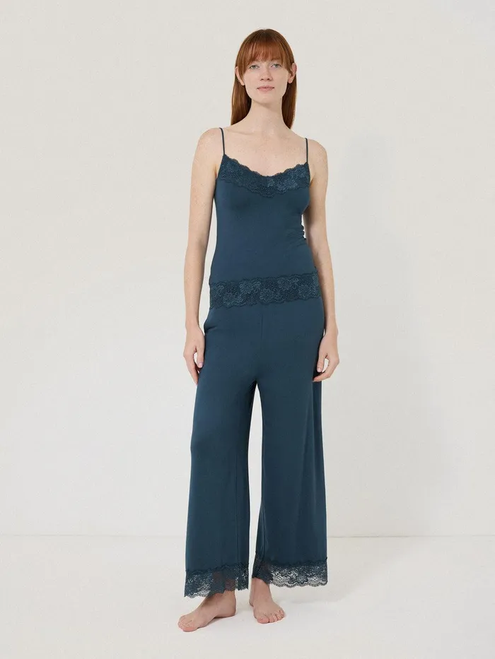 Women Modal Lace Pyjama Trouser Grey Jigsaw Pyjamas and Loungewear
