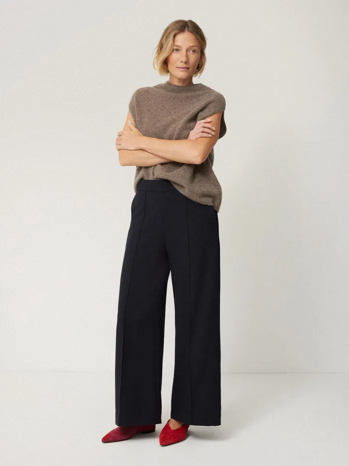 Women Modern Crepe Sailor Trouser Navy Jigsaw Trousers