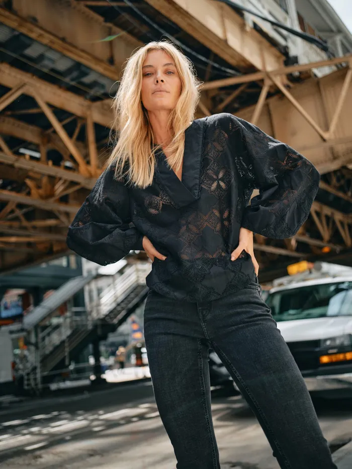 Women MOS MOSH MMYen Lace Blouse Black Blouses and Tops