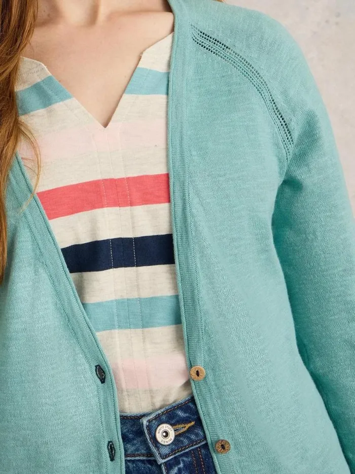 Women NARIA CARDI Mid Blue White Stuff Knitwear Women NARIA CARDI Mid Blue White Stuff Knitwear