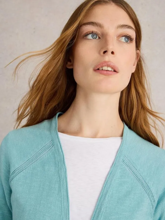 Women NARIA LONGLINE CARDI Mid Blue White Stuff Knitwear