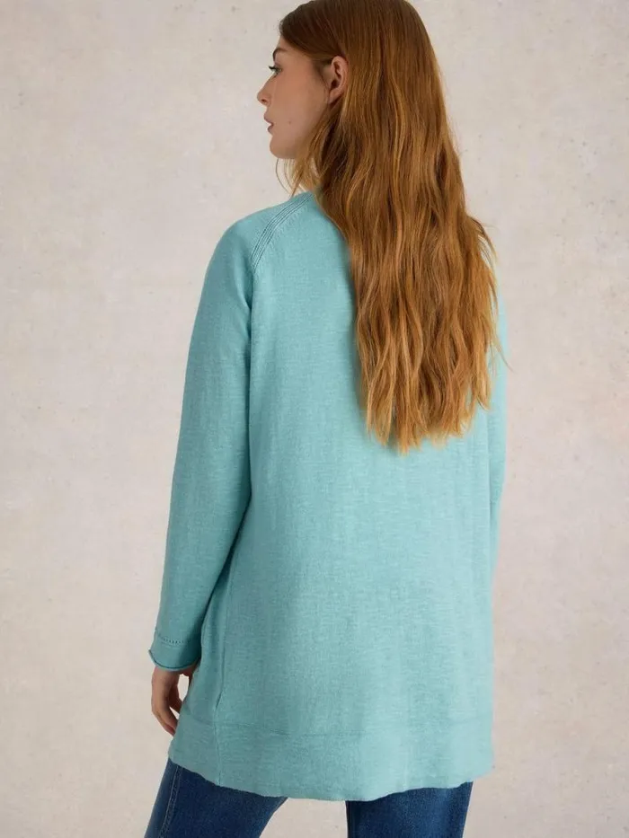 Women NARIA LONGLINE CARDI Mid Blue White Stuff Knitwear