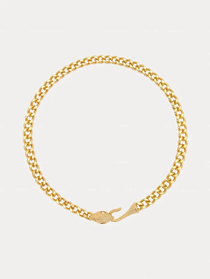 Women Necklaces Oscar De La Renta Snake Head ChainLink Necklace Gold