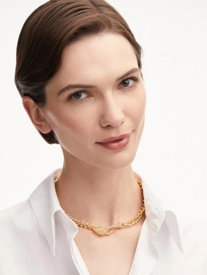 Women Necklaces Oscar De La Renta Snake Head ChainLink Necklace Gold Women Necklaces Oscar De La Renta Snake Head ChainLink Necklace Gold