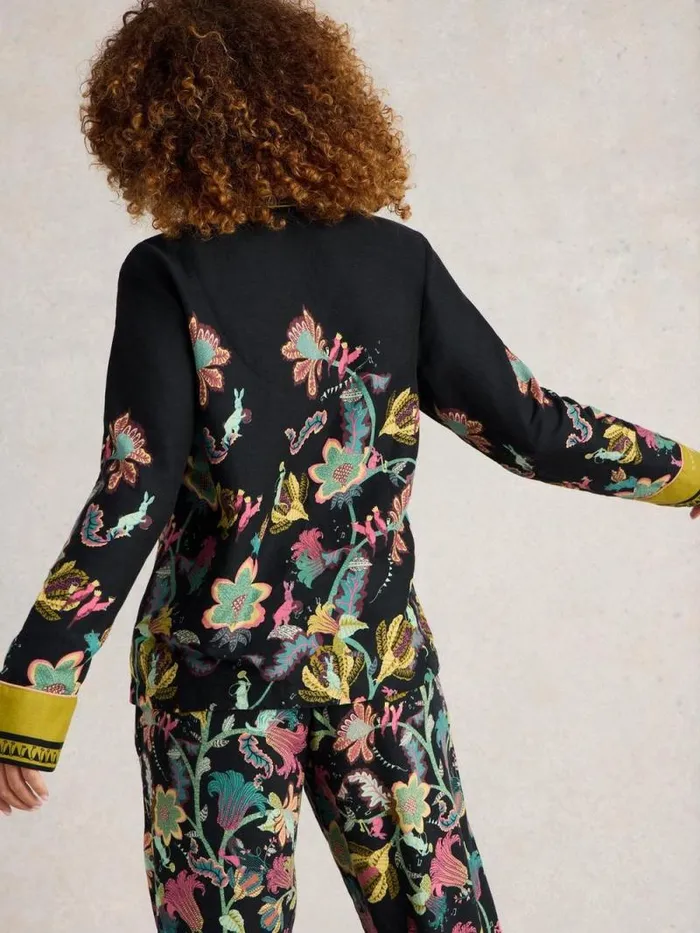 Women Nina Organic PJ Shirt Black Print White Stuff Nightwear Women Nina Organic PJ Shirt Black Print White Stuff Nightwear