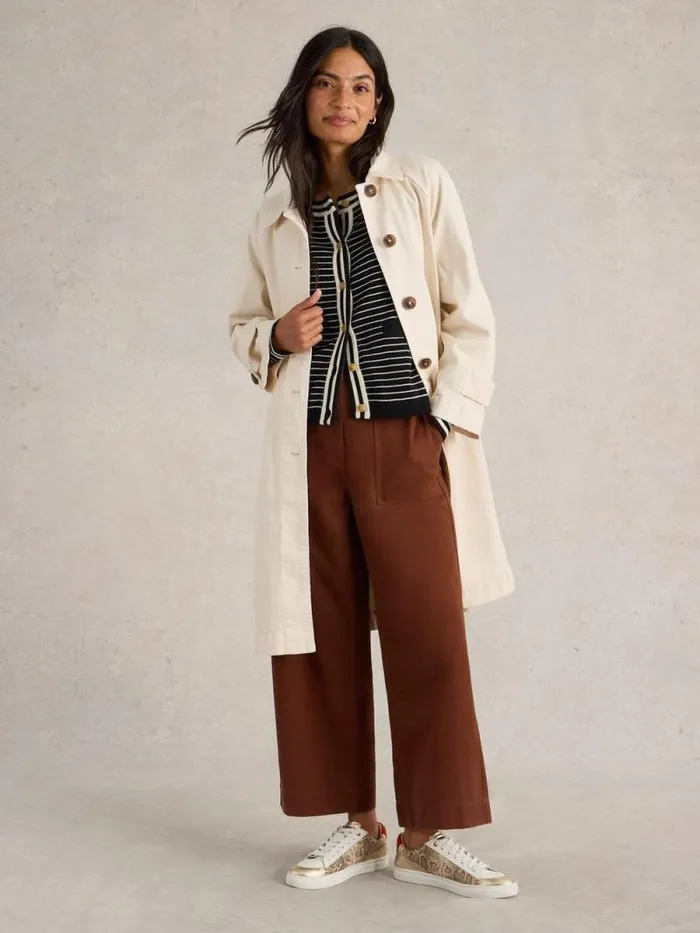 Women Oakleigh Denim Collared Coat Light Natural White Stuff Coats and Jackets
