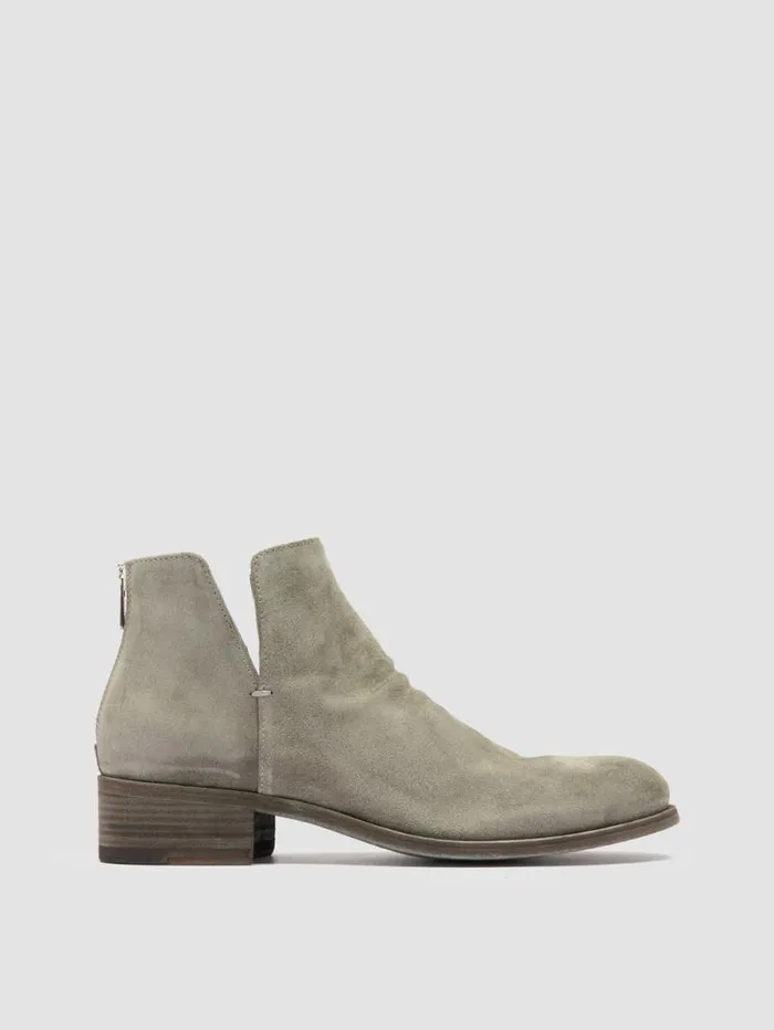 Women Officine Creative Footwear SHANTEL 003 Green Suede Zipped Boots