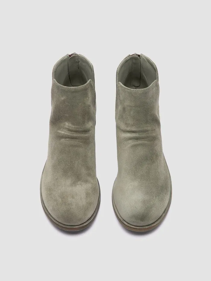 Women Officine Creative Footwear SHANTEL 003 Green Suede Zipped Boots Women Officine Creative Footwear SHANTEL 003 Green Suede Zipped Boots