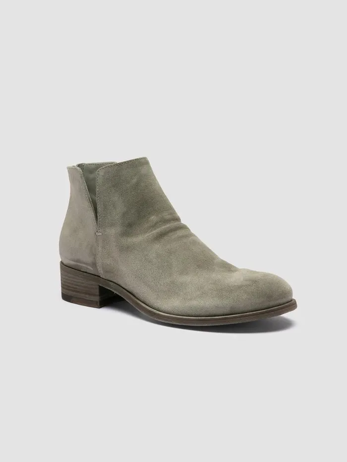 Women Officine Creative Footwear SHANTEL 003 Green Suede Zipped Boots Women Officine Creative Footwear SHANTEL 003 Green Suede Zipped Boots