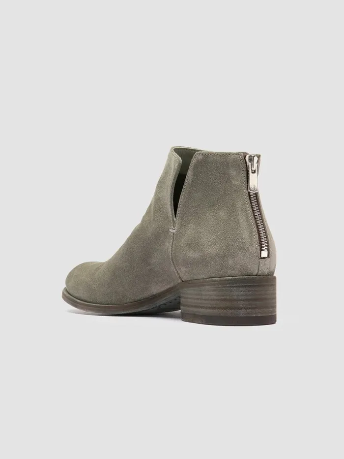 Women Officine Creative Footwear SHANTEL 003 Green Suede Zipped Boots Women Officine Creative Footwear SHANTEL 003 Green Suede Zipped Boots