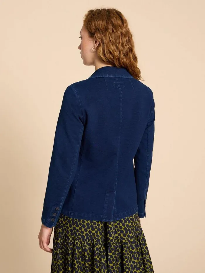 Women Olivia Cotton Jersey Blazer Dk Denim White Stuff Coats and Jackets Women Olivia Cotton Jersey Blazer Dk Denim White Stuff Coats and Jackets