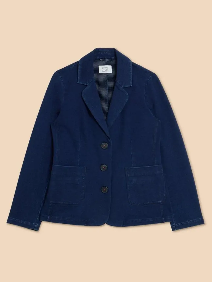Women Olivia Cotton Jersey Blazer Dk Denim White Stuff Coats and Jackets Women Olivia Cotton Jersey Blazer Dk Denim White Stuff Coats and Jackets
