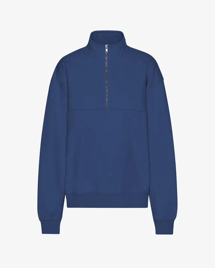 Women Organic Quarter Zip 8211 Marine Blue Quarter Zips Colorfulstandard
