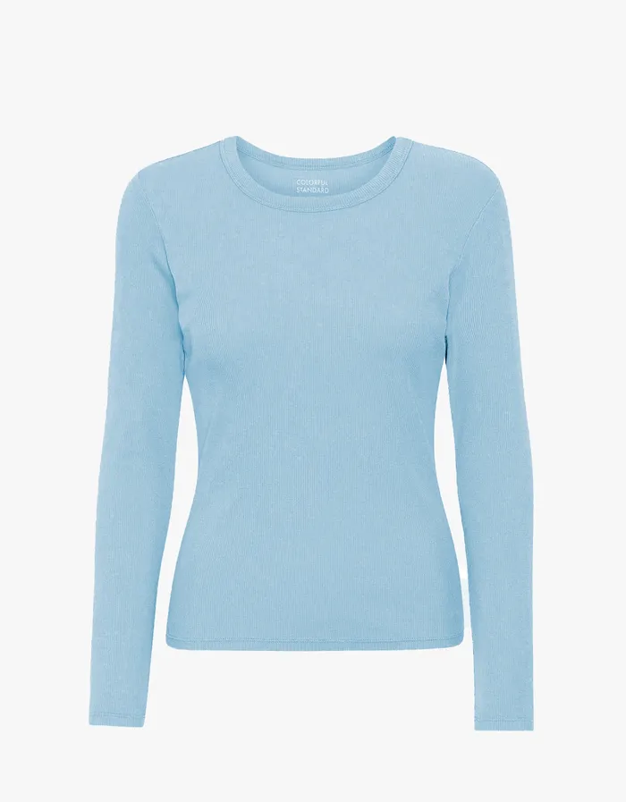 Women Organic Rib LS TShirt 8211 Seaside Blue Women Long Sleeve Tops Colorfulstandard