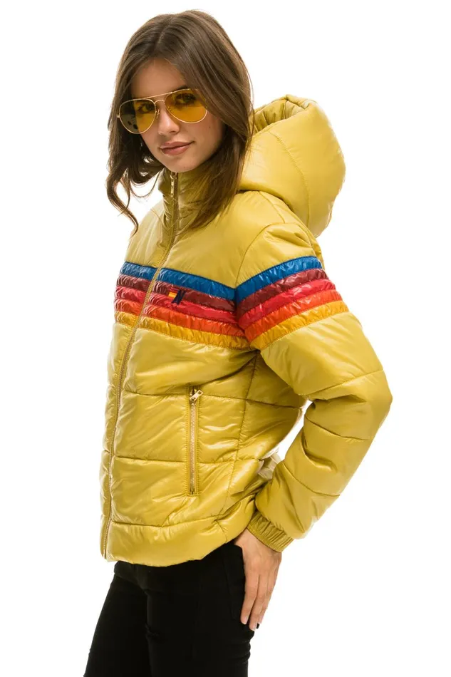 Women Outerwear Aviator Nation 5 STRIPE LUXE TREKKER JACKET 8211 GLOSSY KHAKI Women Outerwear Aviator Nation 5 STRIPE LUXE TREKKER JACKET 8211 GLOSSY KHAKI