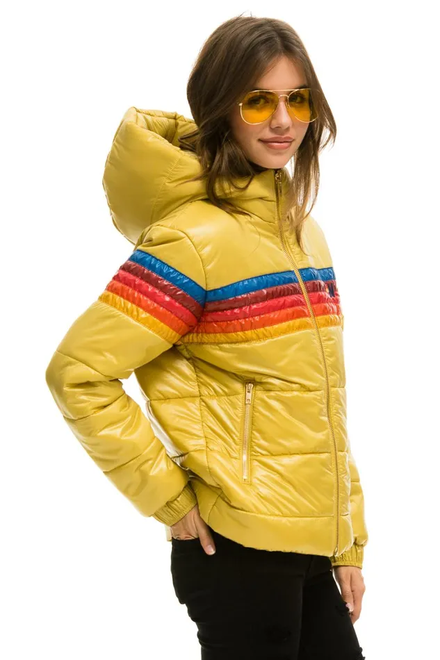 Women Outerwear Aviator Nation 5 STRIPE LUXE TREKKER JACKET 8211 GLOSSY KHAKI Women Outerwear Aviator Nation 5 STRIPE LUXE TREKKER JACKET 8211 GLOSSY KHAKI