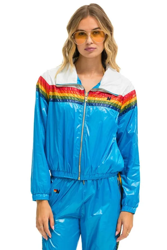 Women Outerwear Aviator Nation 5 STRIPE WINDBREAKER 8211 VINTAGE WHITE DRESDEN GLOSSY