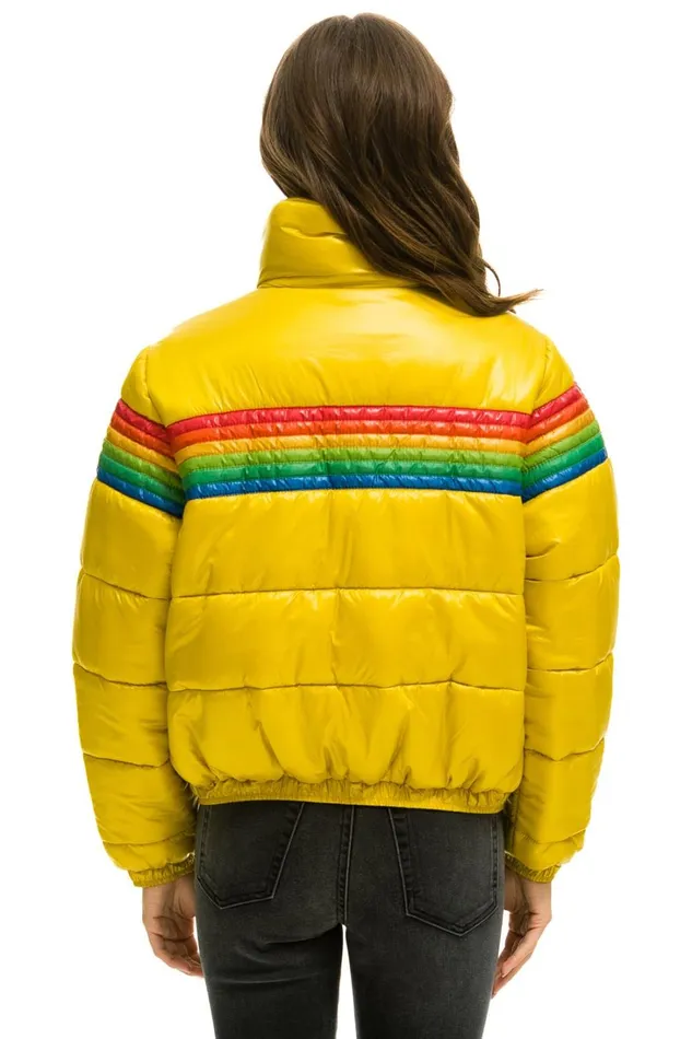 Women Outerwear Aviator Nation 6 STRIPE LUXE APRES PUFFER JACKET 8211 GLOSSY HONEY