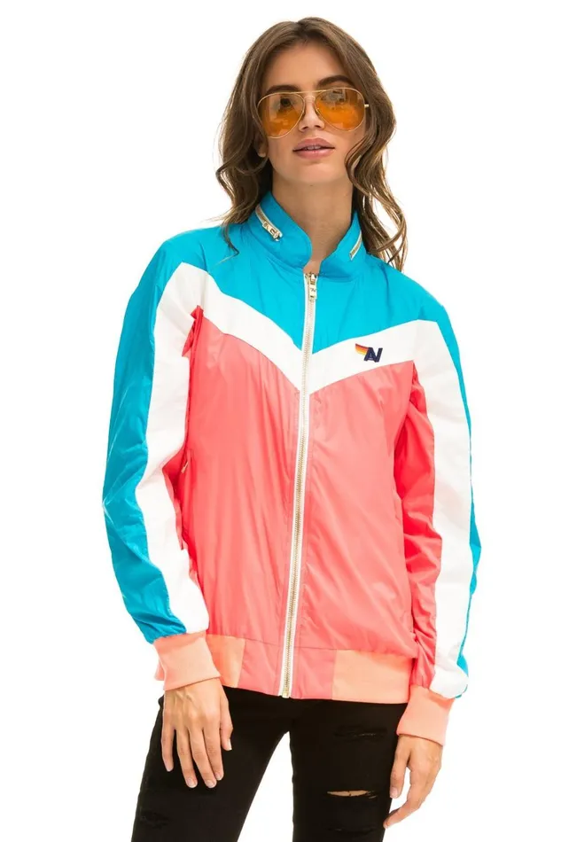 Women Outerwear Aviator Nation WINDBREAKER JACKET NEON CORAL