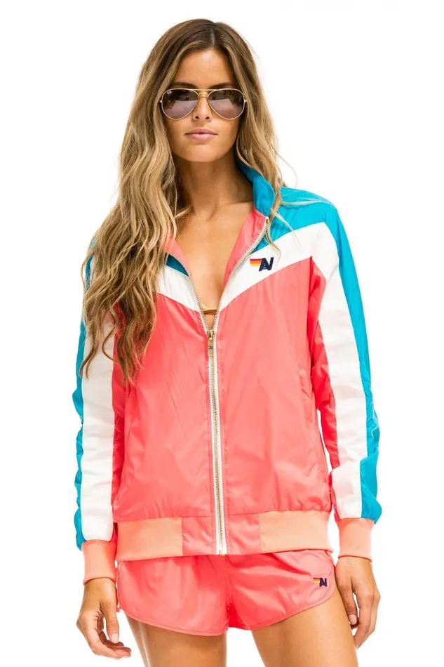 Women Outerwear Aviator Nation WINDBREAKER JACKET NEON CORAL Women Outerwear Aviator Nation WINDBREAKER JACKET NEON CORAL