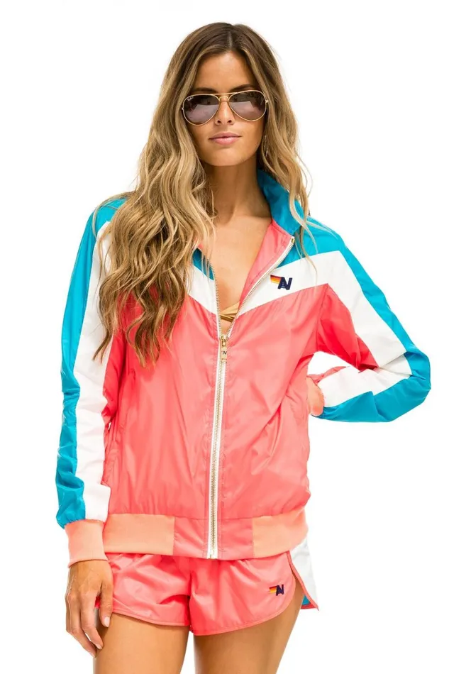 Women Outerwear Aviator Nation WINDBREAKER JACKET NEON CORAL Women Outerwear Aviator Nation WINDBREAKER JACKET NEON CORAL