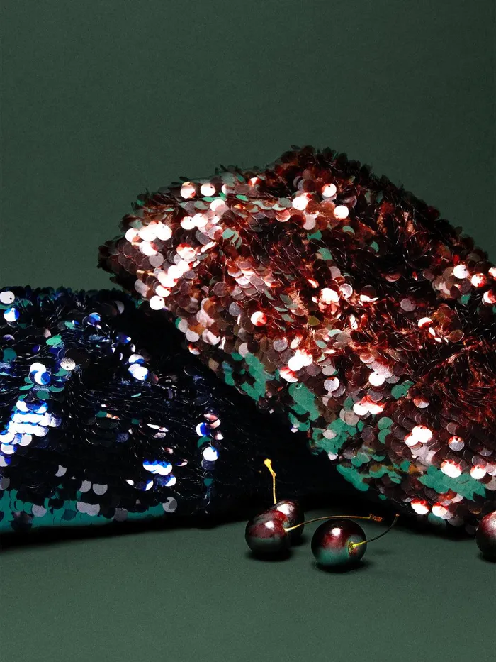 Women Oversized Sequin Clutch Brown Jigsaw Party
