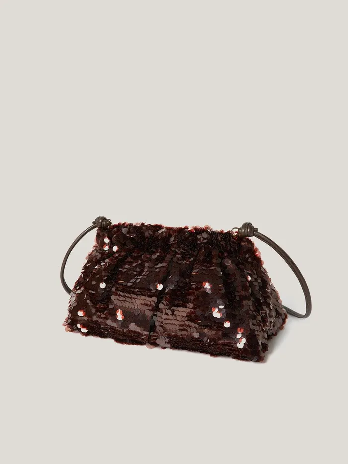 Women Oversized Sequin Clutch Brown Jigsaw Party